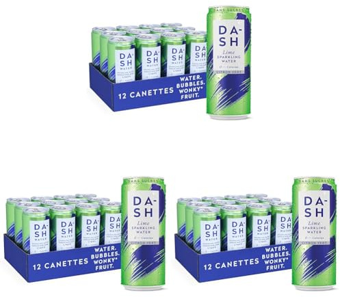 DASH WATER Lime - 12 x acqua frizzante al gusto di lime - SENZA zucchero, SENZA dolcificanti, SENZA calorie - Arricchito con frutta storta (12 x 330 ml) (Confezione da 3)