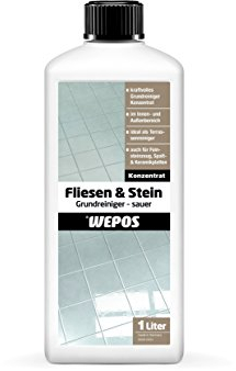 Wepos Fliesen & Stein Grundreiniger extra stark 1 Liter | Konzentrat | kraftvolles Grundreiniger | für Innen- und Außenbereich