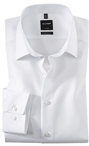 OLYMP Luxor modern fit Hemd Long Kent Kragen Langarm Popeline Weißß, M (39), 39, Farbe: 01 Weiß