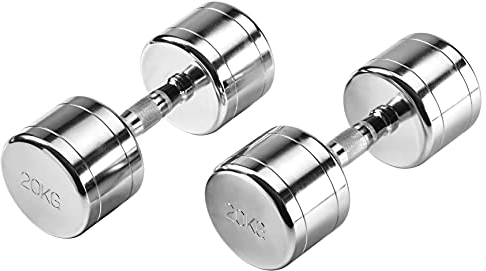 Bad Company Chrom Kurzhanteln I Gerändelte, verchromte und hochglanzpolierte Hanteln in verschiedenen Gewichtsabstufungen I 2 x 20 kg