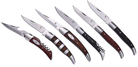 LAGUIOLE - Set di 12 Coltelli Pieghevoli - Manico in legno di Pakka - Ideale per i regali - acciaio inossidabile - marrone