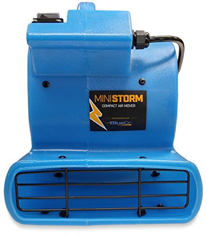 Soleaire Mini Storm 1/12 HP 380 CFM Mini Air Mover Carpet Dryer Floor Blower Fan for Home Use, Blue