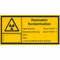 INDIGOS UG - Aufkleber - Strahlenschutz Radioaktiv Kontamination Warnschild - 14,80x7,40 cm, für Büro, Werkstatt, Armee, Labor - Warnung - Sicherheit - Hotel, Firma, Haus