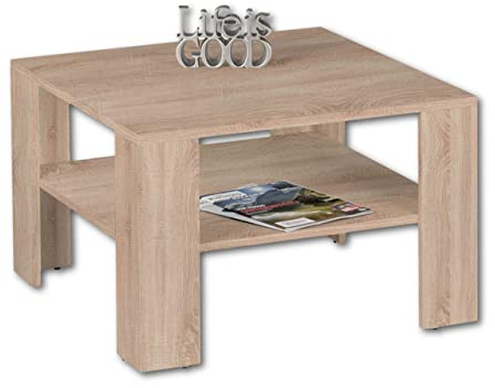 Stella Trading Couchtisch in Eiche Sonoma Optik - platzsparender Sofatisch mit Ablage für Ihren Wohnbereich - 70 x 44 x 70 cm (B/H/T)
