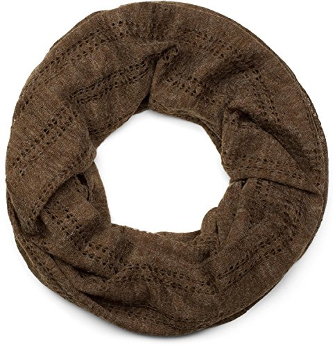 styleBREAKER Unisex Feinstrick Loop Schal Vintage Lochstrick, Dunkelbraun