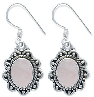 Ohrringe 925 Silber Rosenquarz rosa Stein Edelstein Ohrhänger echt Silber Damen Sterling Silber Hänger Geschenk (MOH-113-07)
