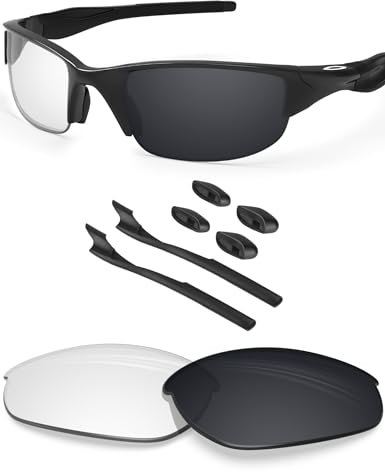 BlazerBuck Anti-salz Ersatzgläser für Oakley Half Jacket 2.0 OO9144 - Klares Schwarz Photochrom