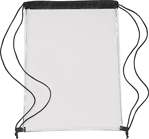 noTrash2003 Transparenter Sport Rucksack Premium Turnbeutel mit Kordelzug auch als Schulrucksack und für Festivals durchsichtig in 5 Farben (Schwarz)