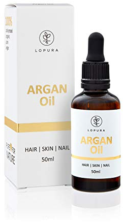 LOPURA Bio-Arganöl 50 ml – 100% reine Naturkosmetik, kaltgepresst, aus Marokko – Für intensiv gepflegte Haut, seidige Haare, regenerierte Nägel – Braunglasflasche mit Pipette
