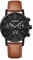 WENGER Herren Armbanduhr Urban Classic Chronograph Ø 44 mm, Swiss Made, Analog Quarz, Wasserdicht bis 100 m, Leder-Armband, Schwarz/Braun, 01.1743.115