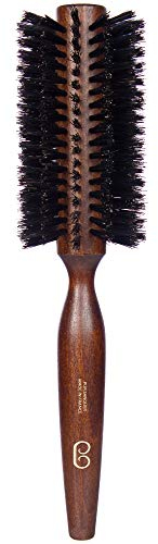 Handwerksbetrieb Brossier - Runde Haarbürste aus Buche Massivholz - 50 mm - Bürste Brushing Handwerklich Hergestellt, 100% Naturell, aus Reinem Wildschweinborsten - Französische Herstellung