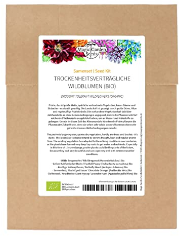 Trockenheitsverträgliche Wildblumen für den Präriegarten (Bio) - Samenset mit 5 typischen Blühpflanzen aus Nordamerika