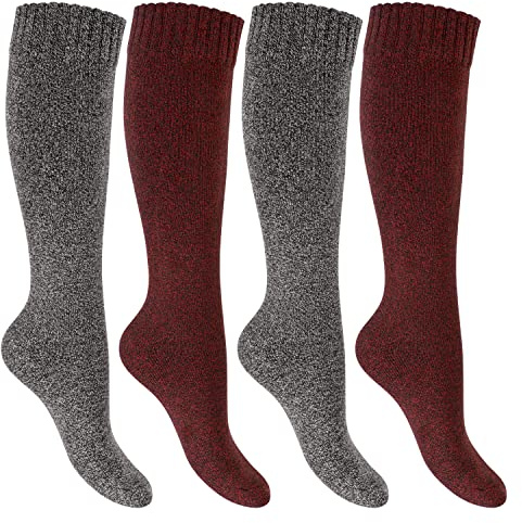 Footstar Damen Thermosocken Frottee Kniestrümpfe (2 oder 4 Paar) Warme Winter Socken