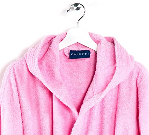 Caleffi - Accappatoio MINORCA per Bambini Unisex con Cappuccio, in Spugna 100% morbido Cotone idrofilo 400gsm, Lavabile in Lavatrice 40° + Asciugatrice, Taglia 10-12 anni Colore CONFETTO