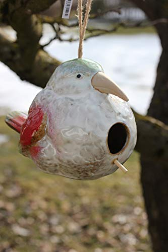 Vogelhaus Vogel aus Keramik, 14 x 20 x 14 cm zum Aufhängen