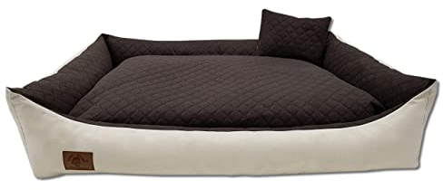 Odolplusz XXL Hundebett für große Hunde – Hundekissen – Hundebett Ergonomisches Hundesofa (Braun-Beige, L 120 x B 90 x H 19 cm)