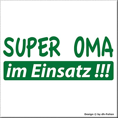 cartattoo4you® AK-00629 | SUPER OMA IM Einsatz | K-Serie | 20 x 8 cm | grün |glänzend|in 24 Farben erhältlich, Autoaufkleber Aufkleber Car Sticker Heckscheibe Spruch Opa Enkel