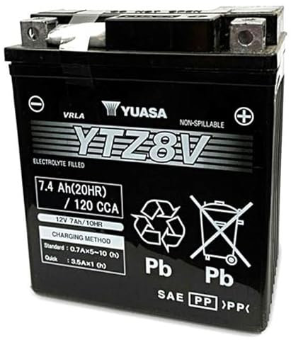 Yuasa YTZ8V Original Yamaha BX9-H2100-00 Battery Dimensions: 130 x 70 x 110