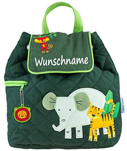 Elefantasie Personalisierter Rucksack für Kinder 8 Liter Kindergartenrucksack aus Baumwolle mit Namen bedruckt Motiv Zoo