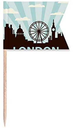 Gran Bretaña Reino Unido London Eye Outline Reino Unido Palillo de dientes Marcado para Fiesta Cake Food Cheeseplate