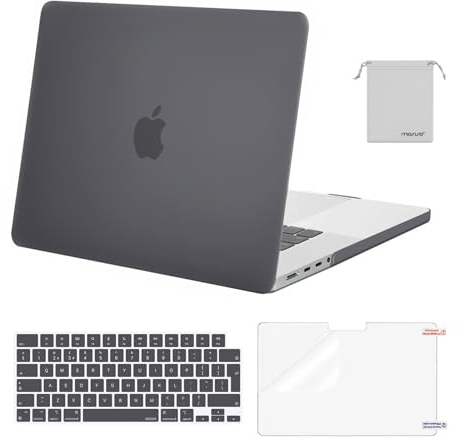 MOSISO Hülle Kompatibel mit MacBook Pro 16 Zoll 2025 2024 2023 2022 2021 M4 M3 M2 M1 A3403 A3186 A2991 A2780 A2485 Pro Max,Hartschale Case&Tastaturschutz&Displayschutz&Lagertasche,Grau