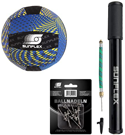 Sunflex Neopren Beach und Funball Splash Größe 3 blau inkl. Ballpumpe + Ersatznadeln| Volleyball weich und leicht für den Strand und das Wasser