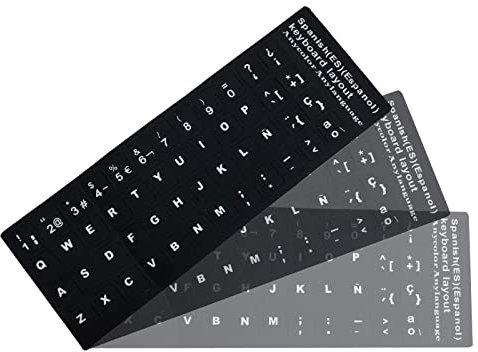 Pegatinas para Teclado Español de Repuesto, Letras Blancas (Mate), Adecuadas para Cualquier Teclado Estándar de Computadora Portátil, 6Pcs