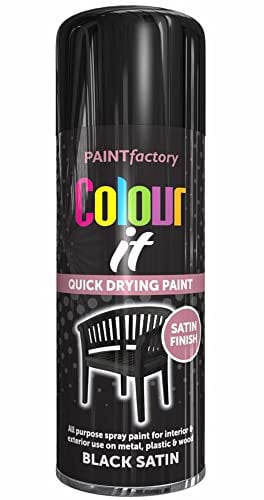 AHS Black Satin Spray Paint 400ML - Multipurpose Hard Wearing Spray - Petrol & Crack Resistant Paints - Interior & Exterior - Premium Satin Finish - Aerosol Paints For Metal, Wood, Plastic - 400ML (1)