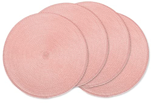 AHHFSMEI Set di 8 Tovagliette Colazione Sottopiatti Rotondi Intrecciate per Tavoli da Pranzo in Tessuto Naturale Resistente al Calore 45 Pollici (Rosa)
