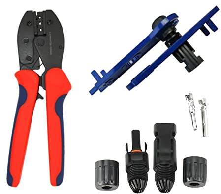 ARLI 20 Paar Solarstecker Solar Stecker + Buchse 1500V + Crimpzange + Schraubenschlüssel Werkzeug Set für Solarkabel 2,5 4 6 mm² Solarpanel Kabelstecker Panel Kabel Photovoltaik Steckverbinder