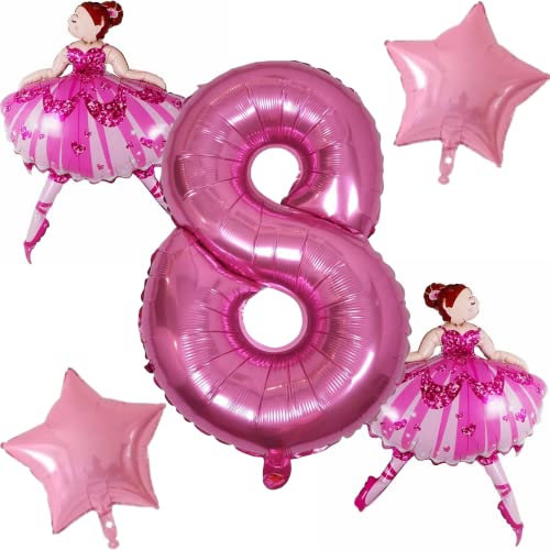 DIWULI Ballerina Geburtstag 8 Jahre - Ballerina Luftballons