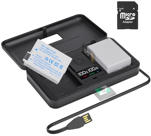 Lot de 2 Batteries de Rechange LP-E8 et Chargeur LCD - Câble USB Intégré avec Port de Type C pour Appareil Photo Numérique Canon EOS Rebel T2i, T3i, T4i, T5i, EOS 550D, 600D, 650D, 700D, Kiss X4, X5,
