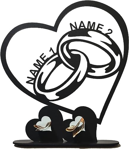 LEON FOLIEN Geldgeschenk Herzen Ringe Partner Geschenke mit Personalisierung - Hochzeitsgeschenk - brautpaar - Jubiläum - Verlobung - Hochzeit - Geschenkideen - zum Jahrestag - Tischdeko (Mit Name)
