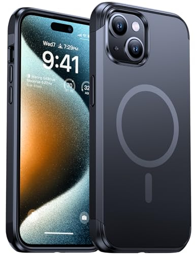 VICSEED Ultra Stoßschutz für iPhone 15 Hülle für MagSafe [20N Magnetisch& Militärschutz] Velvety Touch Handyhülle iPhone 15 Case Kratzfest Mag-Schild Schutzhülle 2023 6.7“，Schwarz