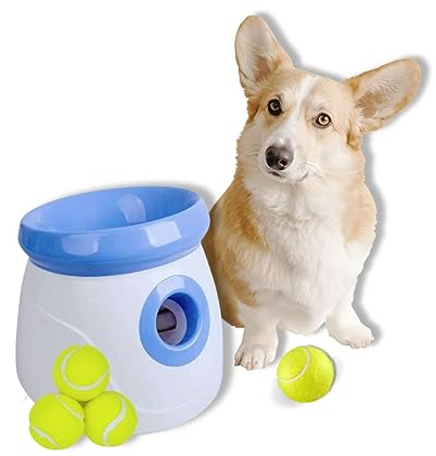 BOT automatischer Ballwerfer Ifetch, inkl. 3Stk Hundebälle. Interaktives Hundespielzeug Ballwurfmaschine kleine Hunde (Mini 5cm - Blue)