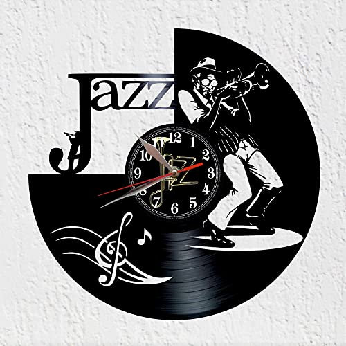 VINY WOODY Schallplattenuhr aus Vinyl mit Jazz-Thema