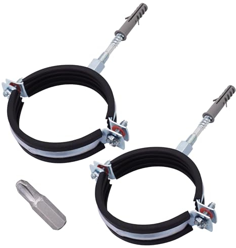 SKIR'CO 2 soportes de tubo con revestimiento de goma para tubos de 75 a 80 mm, soportes de tubería para montaje en pared y techo, abrazaderas de tubería