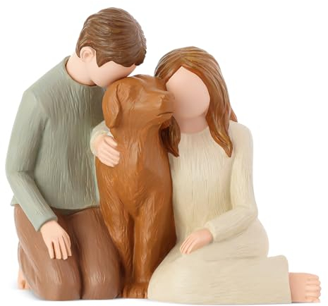 Carracci Couple with Dog Figurines Ornaments, We Are A Family Memorials Statues for Dog Lovers