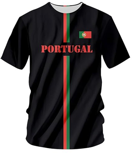 YuanDiann 2024 Européen Football Coupe T Shirts Le Portugal Ventilateurs Encourager Sport Homme Femme Drapeau National Impression Manche CourteBrésil Séchage Rapide Tee Shirt Portugal 3# S