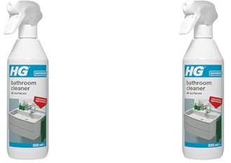 HG Bathroom Cleaner Spray for All Surfaces, Universal Toilet Cleaner, Tile Cleaner, Shower Spray & Light Limescale Remover & Descaler, All Surface Cleaner - 500ml (Pack of 2)
