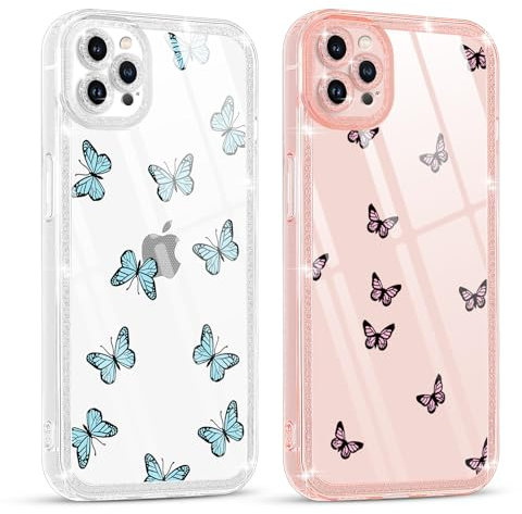 Pnakqil 2 Pièces Coque à Paillettes de pour Apple iPhone 11 Pro 5.8, Coque de Téléphone Transparente Souple Silicone TPU Brillante pour Femme Antidérapant Protection Cover modèle Esthétique