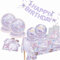 82pcs Purple Mermaid Party Tableware Set - Mermaid Scale Tablecloth, Plates, Napkins, Cups and Banner for Under the Sea Ocean Birthday Party