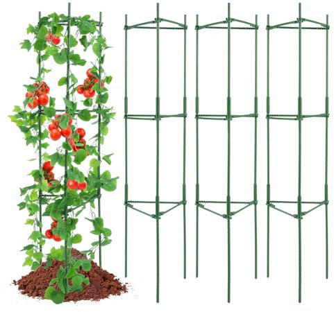 VEVOR Gabbie per Pomodori da Giardino 4 Pacchetti, Gabbia Sostegno per Pomodori 160cm, Gabbia Supporto per Piante Alte Impilabile, Aiuole Rialzate, Verdure, Fiori Piante Rampicanti, Giardino, Orto