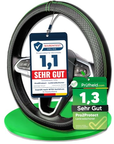 [ 2X Test SEHR GUT ] Pro2Protect Lenkradbezug Leder | Auto Zubehör Innenraum | Lenkradhüllen Grand Tour | Lenkradschoner PKW | Lenkrad Bezug Lenkradschutz | Autozubehör Geschenke für Frauen und Männer