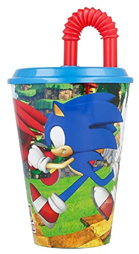 ALMACENESADAN,0000; vaso caña reutilizable, capacidad 430 ml; ideal para cualquier ocasión, de la licencia (sonic)