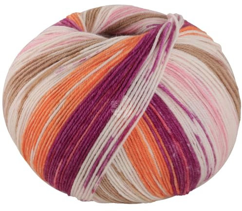 LANA GROSSA Meilenweit Seta Lampone | Sockengarn mit Seidenanteil, waschmaschinenfest | Handstrickgarn 55% Schurwolle (Merino), Polyamid, & Seide | 100g 400m Wolle zum Stricken & Häkeln FB3449