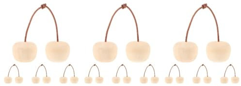 Toyvian 16pcs Unfinished Cherry Crafts DIY Coloring Decorations Wooden Fruit Ornaments