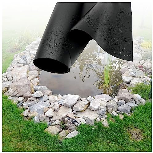 Générique Revêtement d'étang 2x2m 4x5m 6x10m 10x12m Noir Résistant aux UV Jardin d'eau Bassins à Poissons Revêtements Membrane de Piscine de Jardin Film HDPE Robuste pour piscines à koï et à Poissons