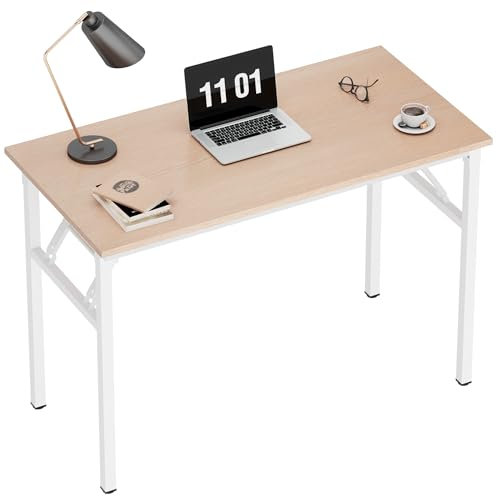 SDHYL Klapptisch, Computertisch, Schreibtisch, Bürotisch, Home-Office-Tisch, Faltbarer Schreibtisch für Home-Office, kleine Räume (Ahorn/Weiß, 80_x_40cm)