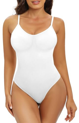 Tuopuda Body Reductor Mujer Moldeador Bodysuit Faja Reductoras Control de Abdomens Adelgazante Shaper Sin Costuras Tanga Shapewear Bodysuit, Blanco, L
